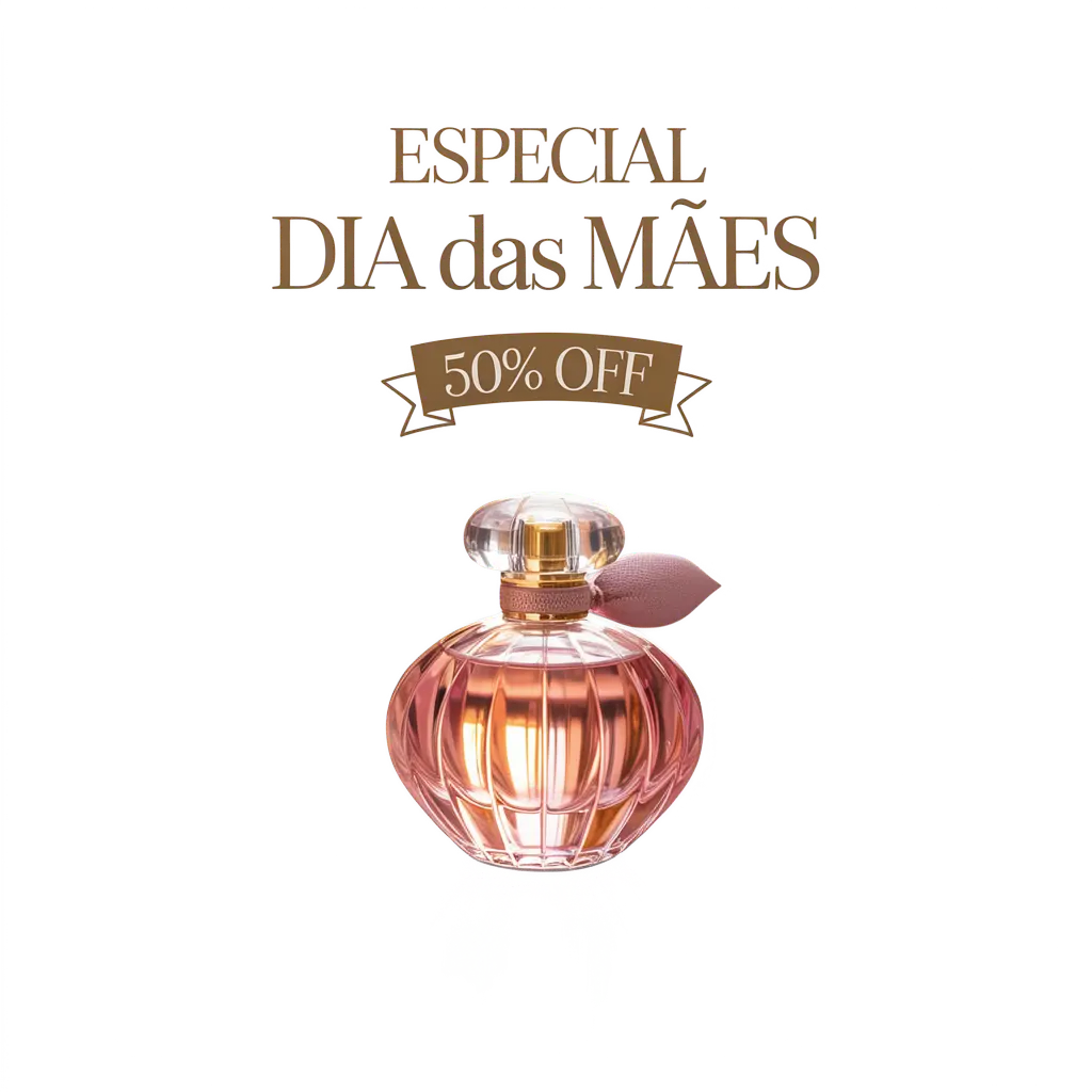 DIA das MÃES perfume bottle Mother's Day promo, background removed