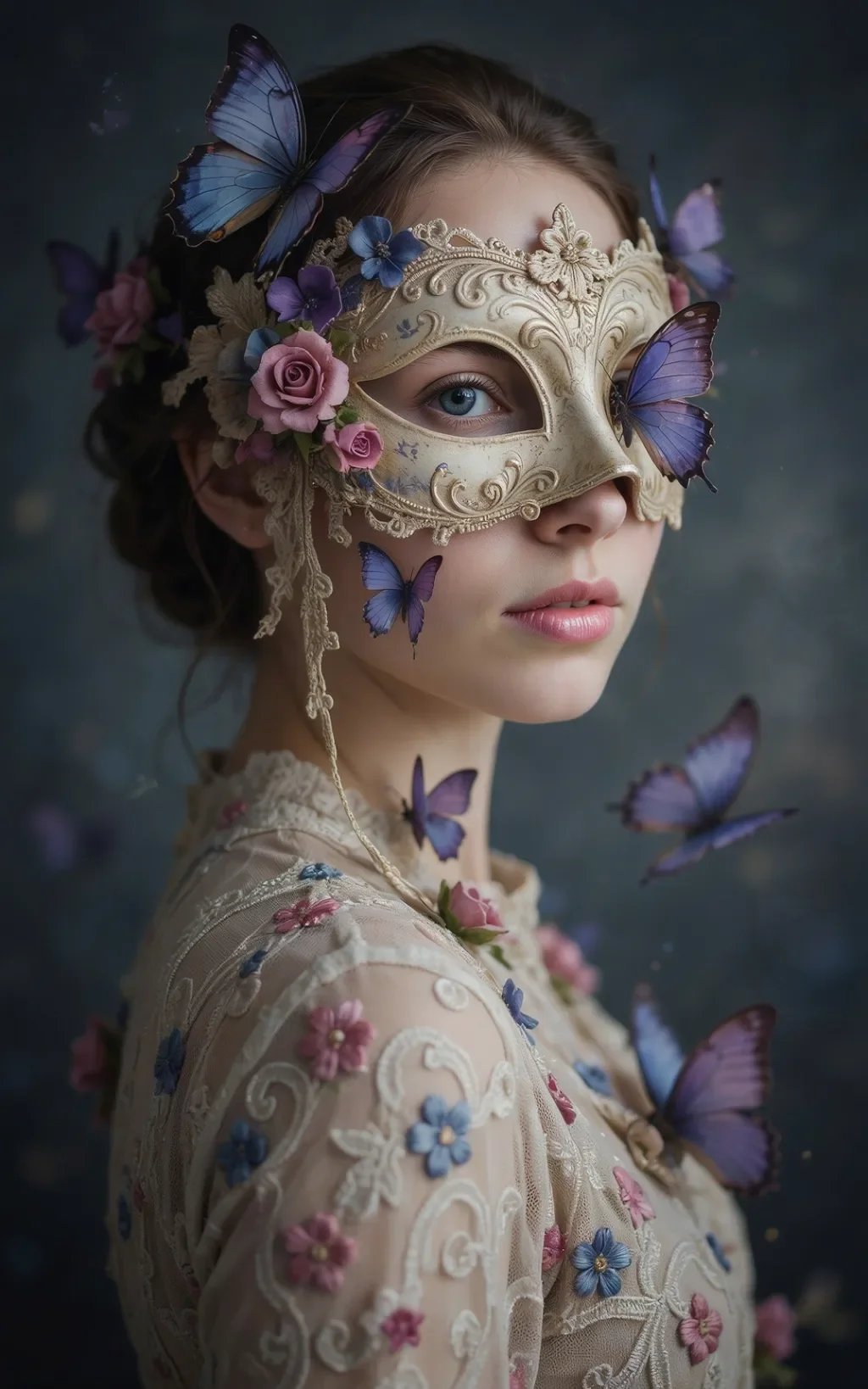 Portrait with an ornate butterfly mask