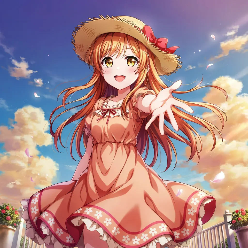 Brightly colored anime-style seaside scene