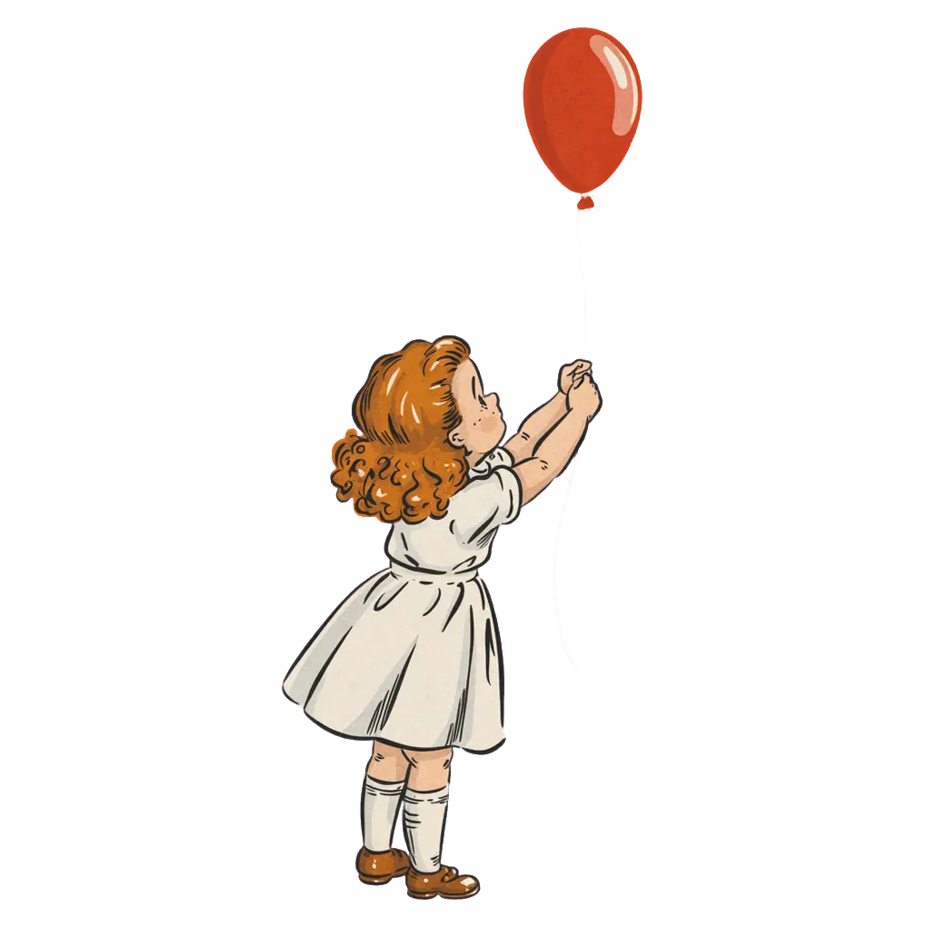 Input: transparent illustration of a girl holding a balloon