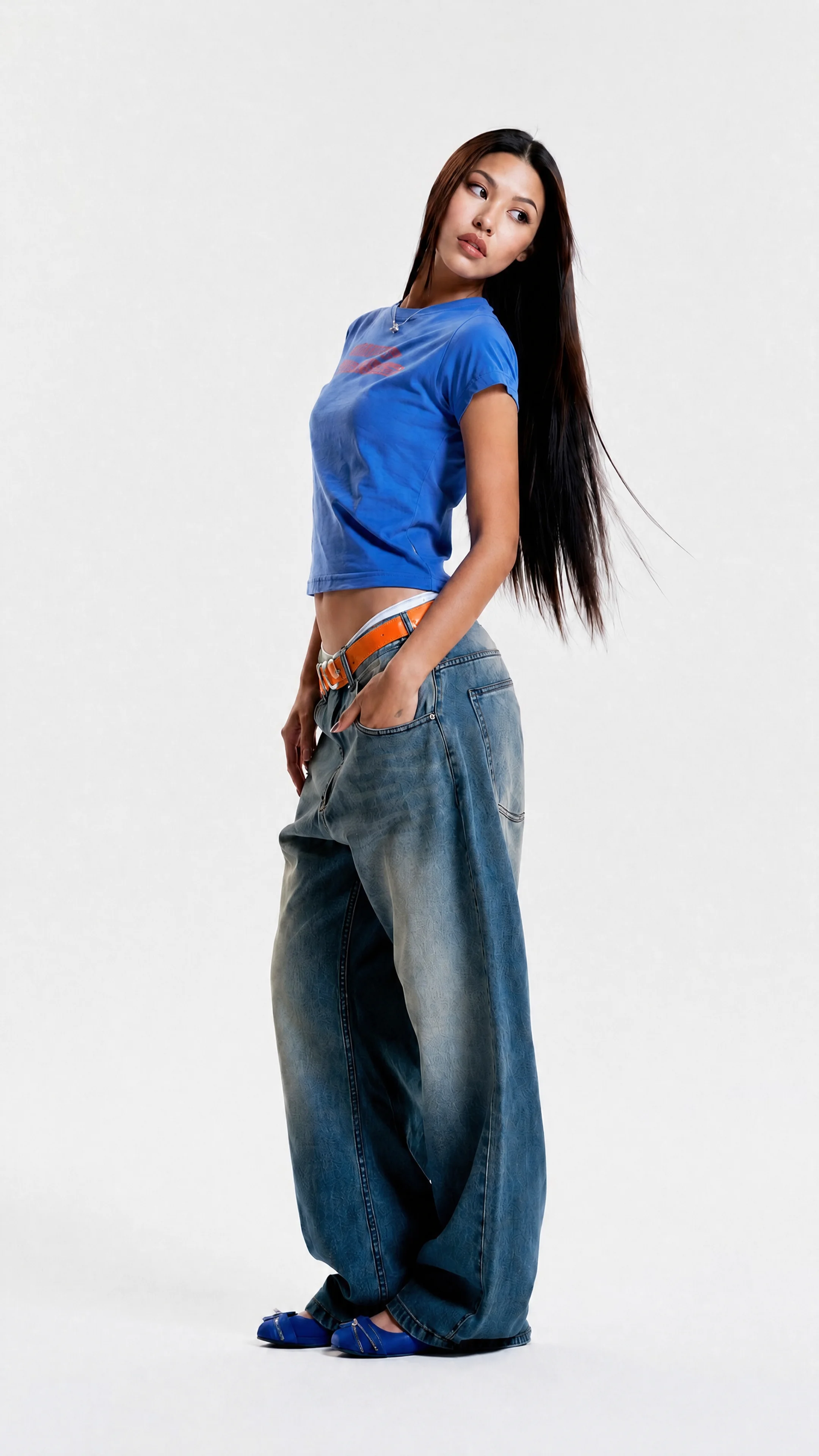 The same photo with only the belt recolored to orange