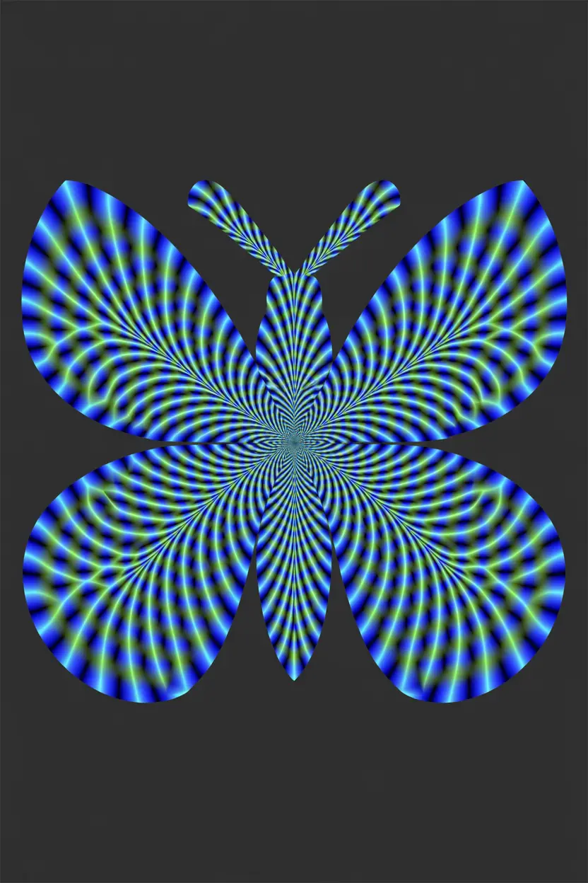 Electric blue butterfly optical illusion