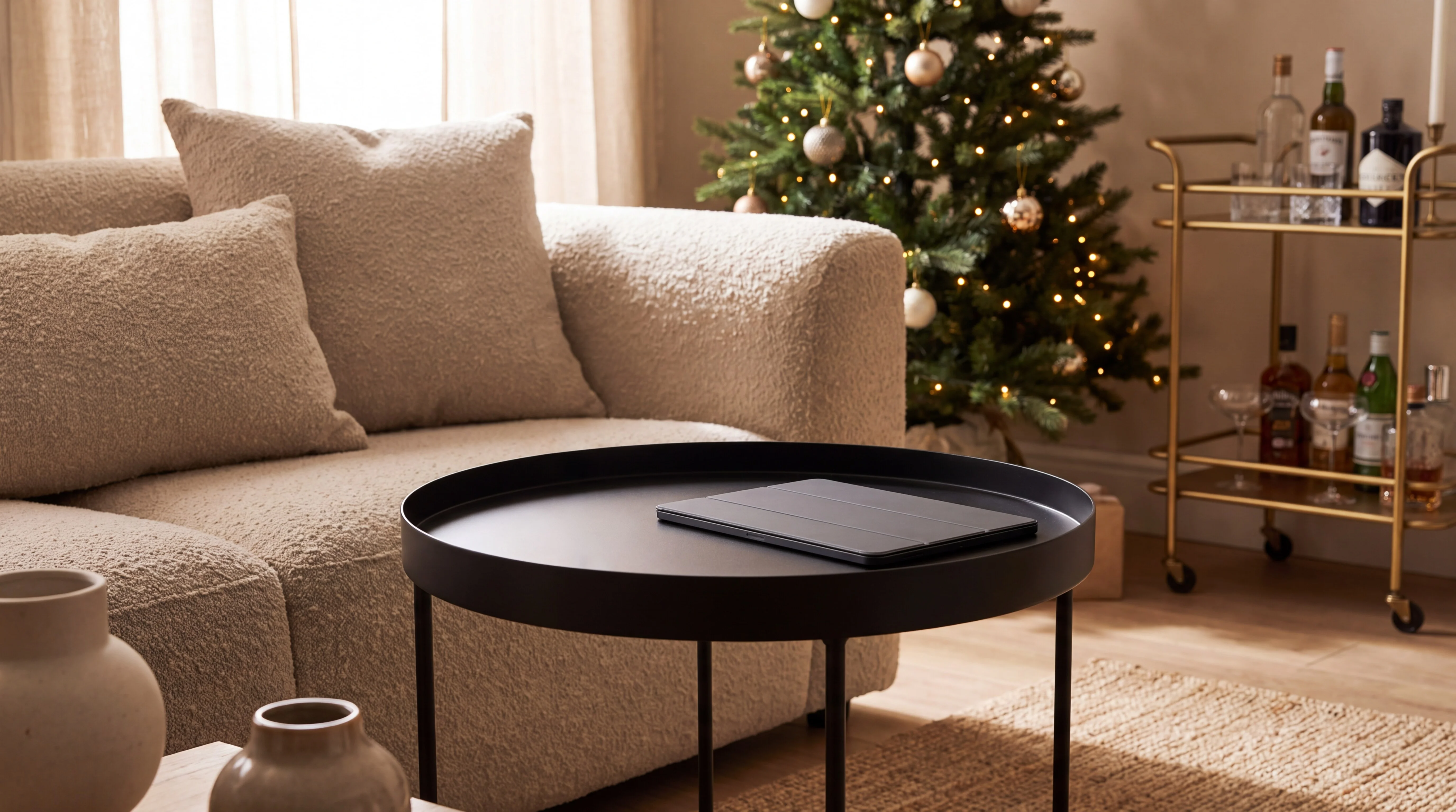 The same vignette with the glass removed from the side table