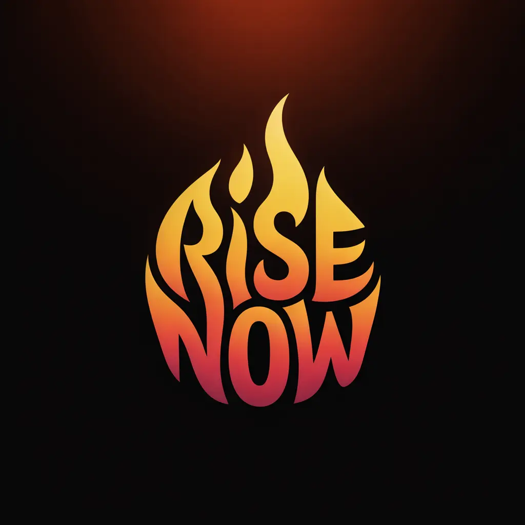 RISE NOW flame typography, original
