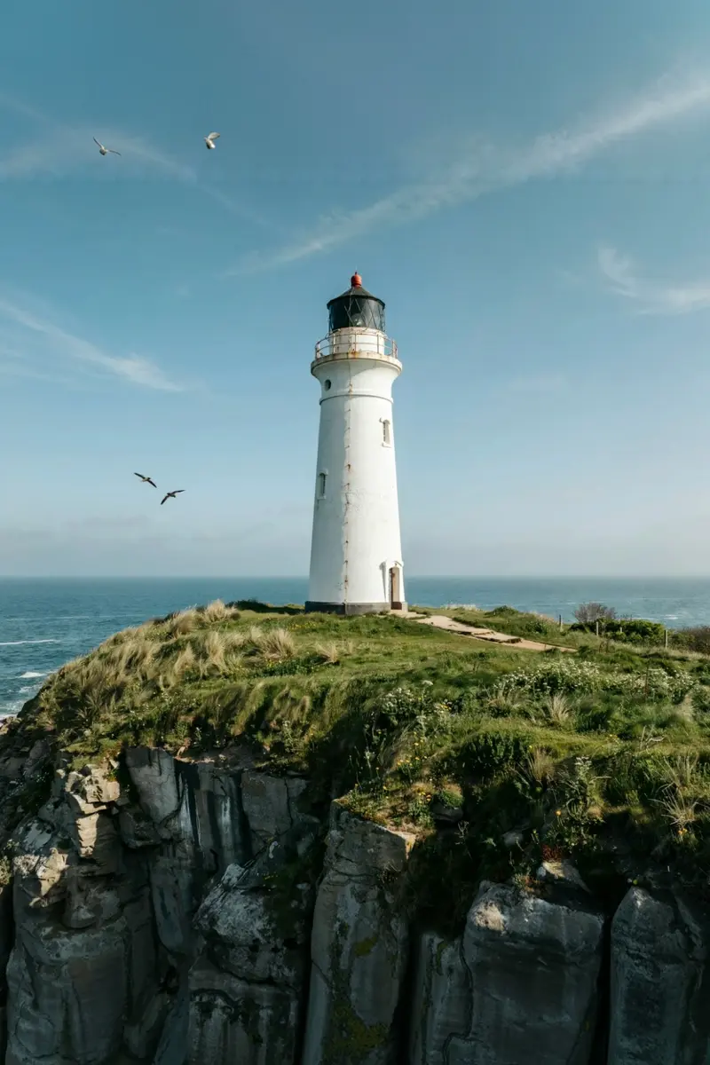 The lighthouse extended to a tall portrait frame