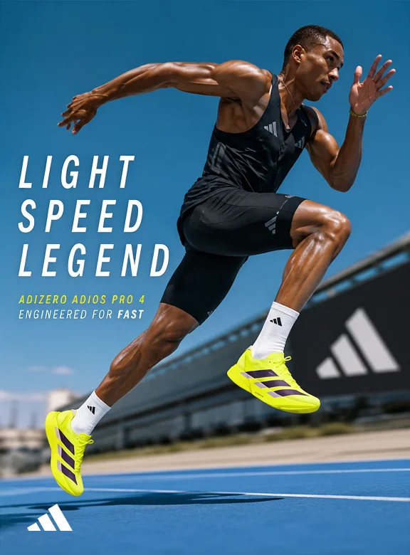 Generated ad showing a sprinter wearing neon yellow running shoes