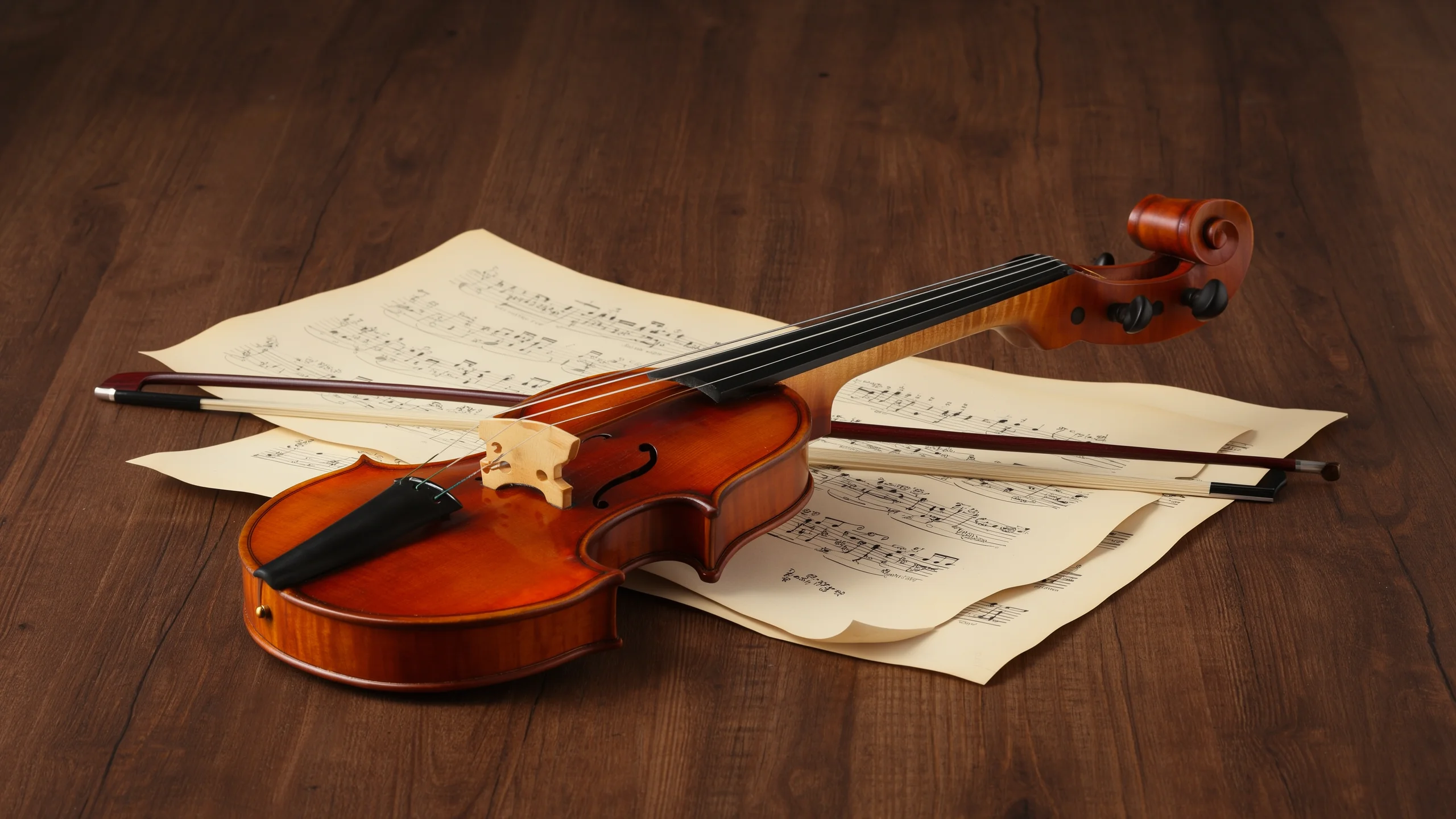 Pencil violin still life to a music photograph
