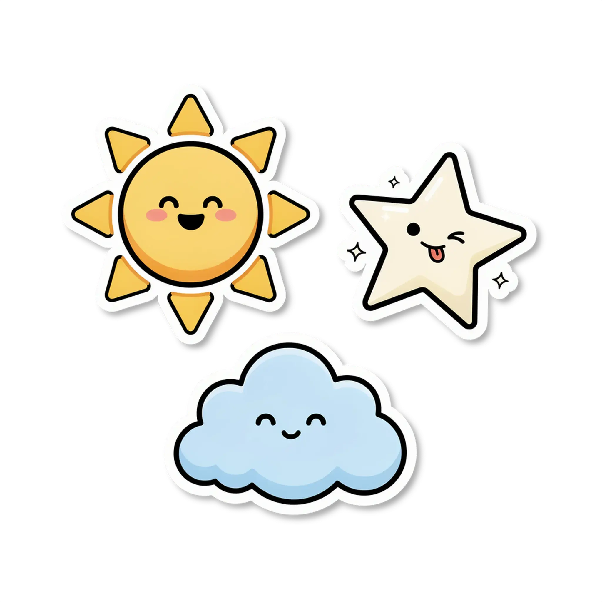 Sun, cloud and star stickers