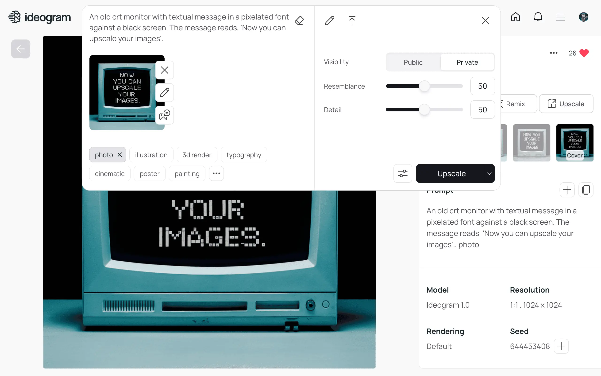 Step 3 of using Ideogram Upscale