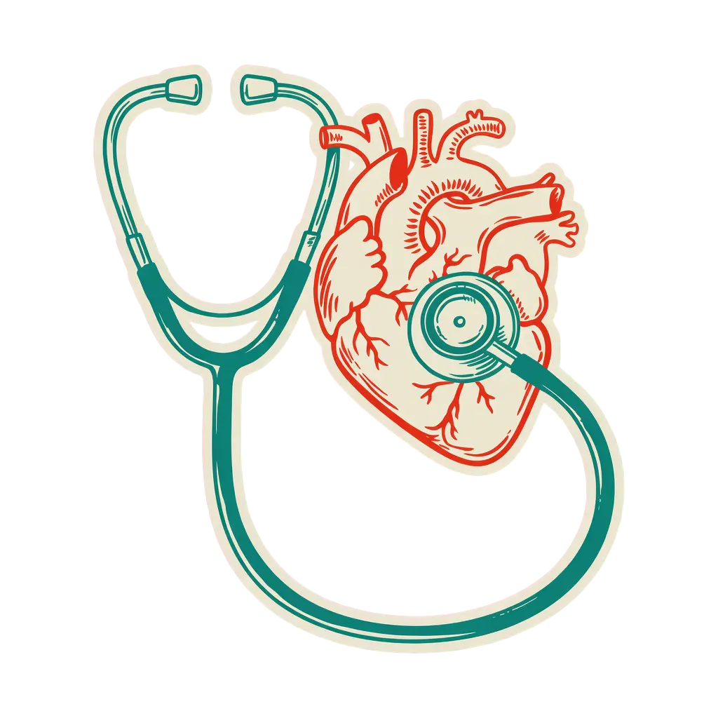 A nurse's stethoscope coiled into the shape of a heart