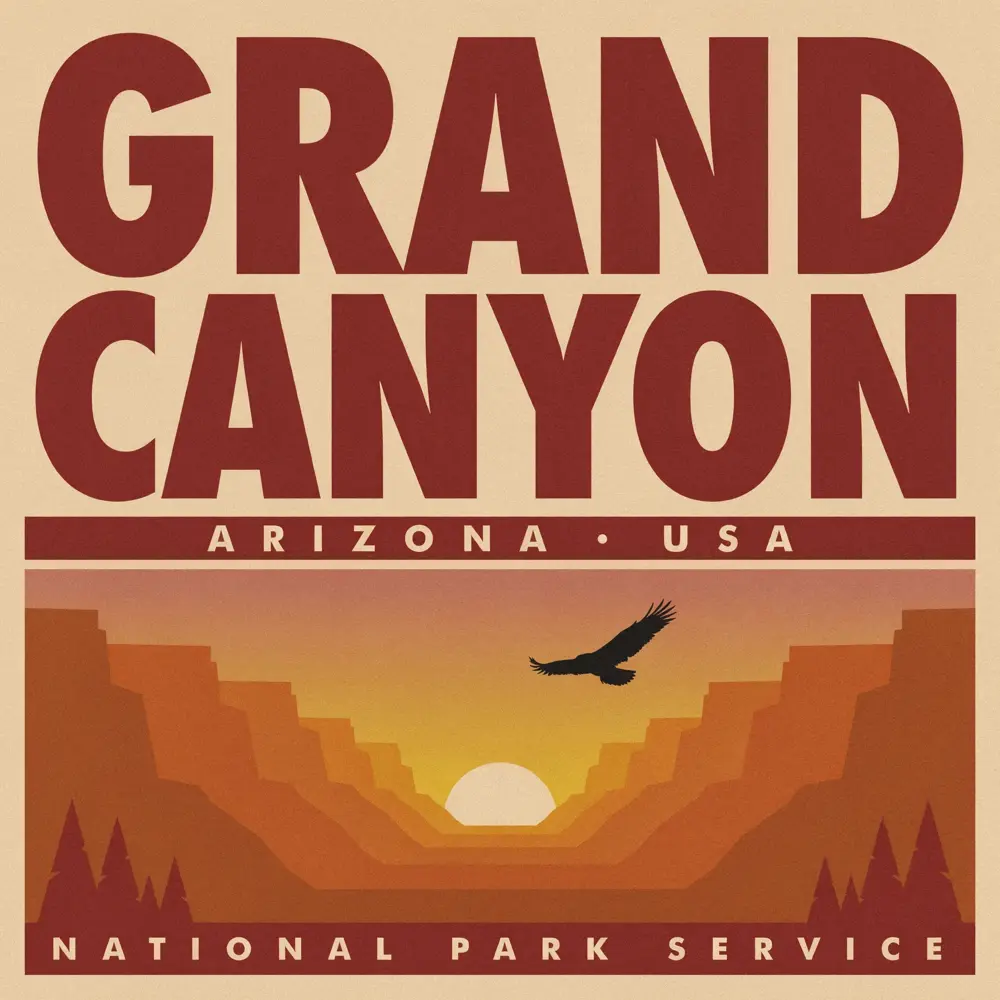 A flat "Grand Canyon" travel poster