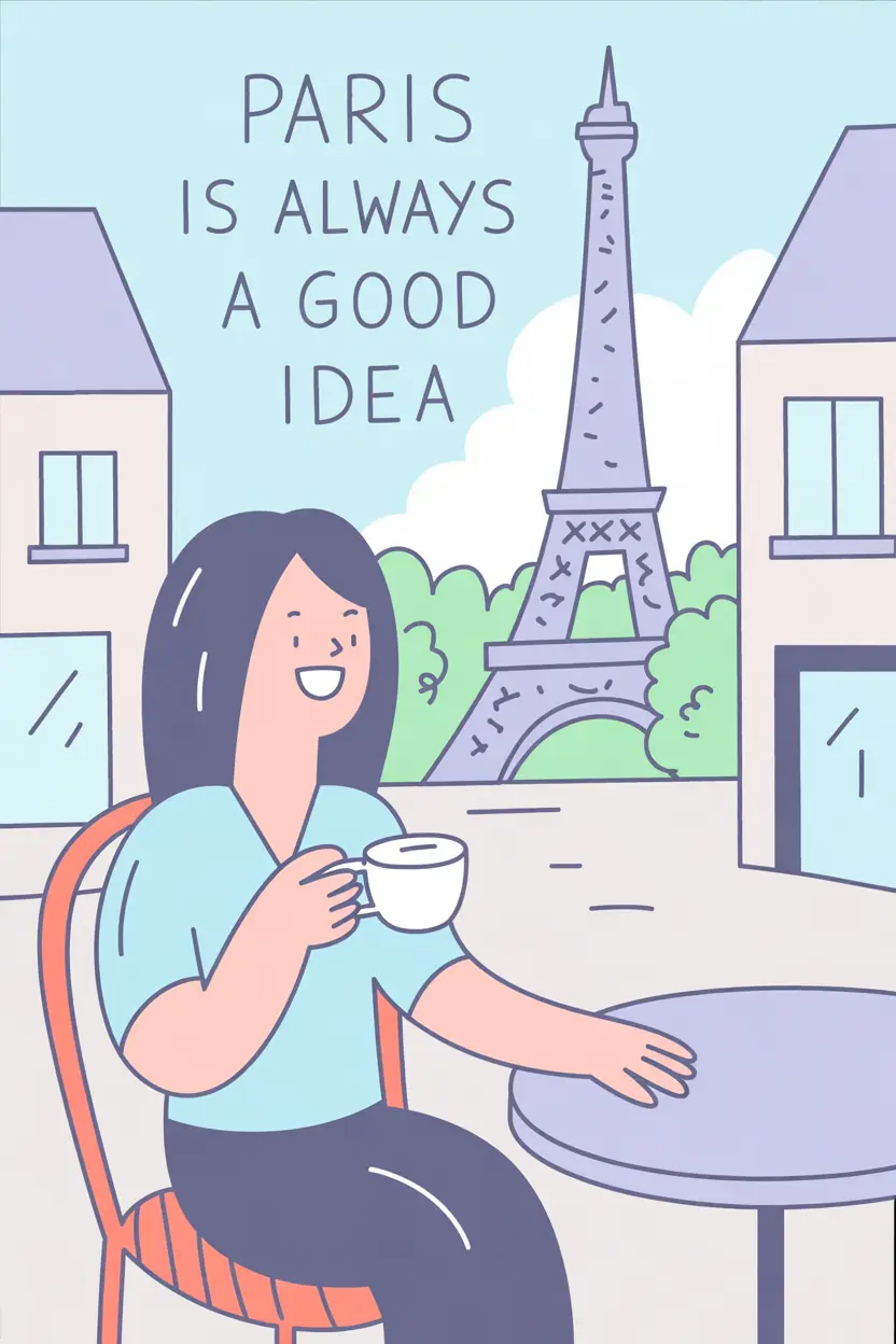 Flat illustration Paris bistro