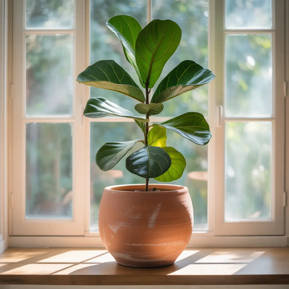 A potted plant on a windowsill