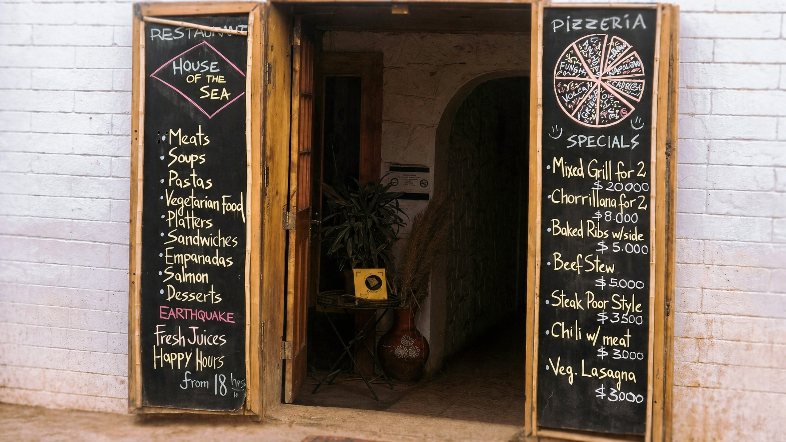 Restaurant chalkboards, translated to English
