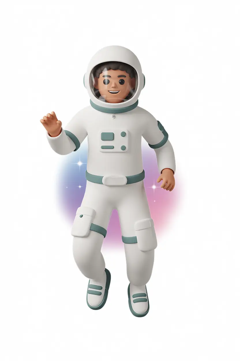 Astronaut floating in deep space