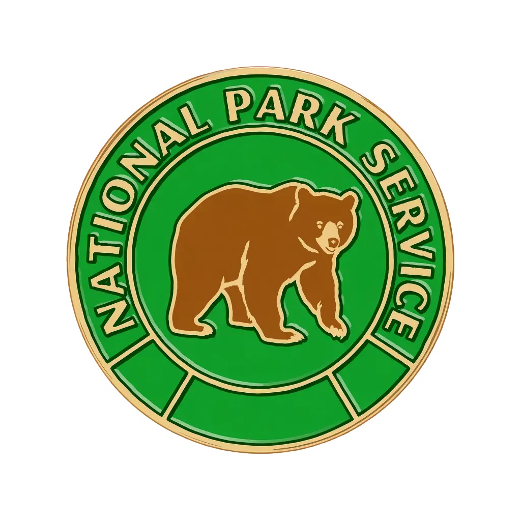 "NATIONAL PARK SERVICE" on a chunky enamel badge