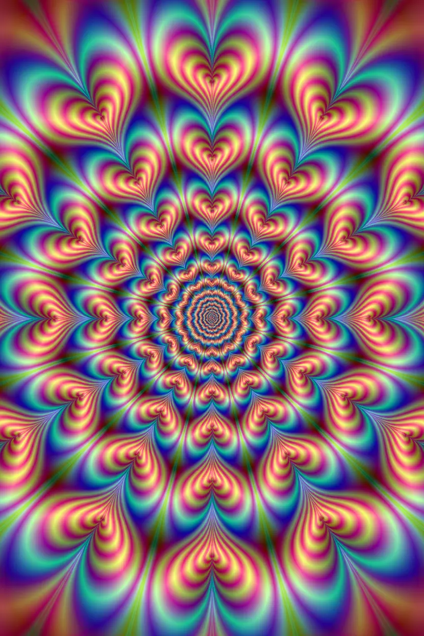 Psychedelic heart mandala illusion