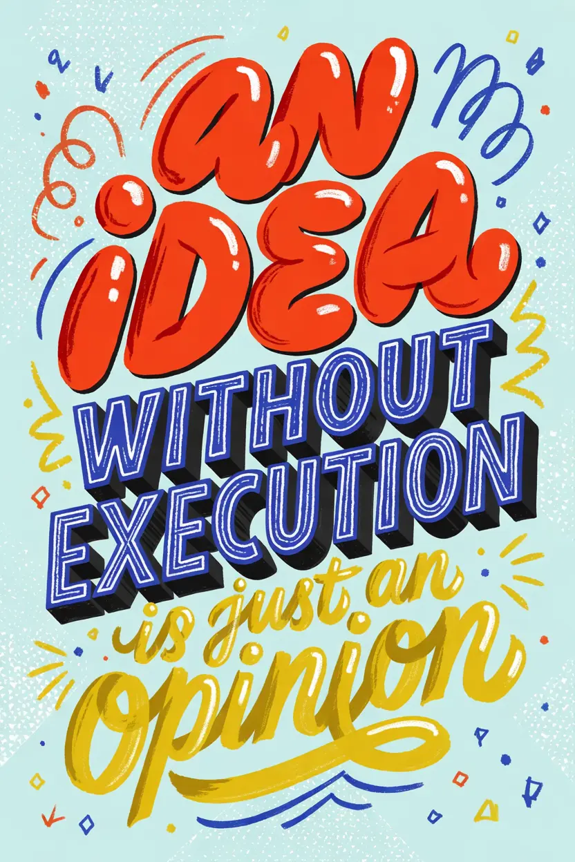 An Idea Without Execution Is Just An Opinion typographic poster