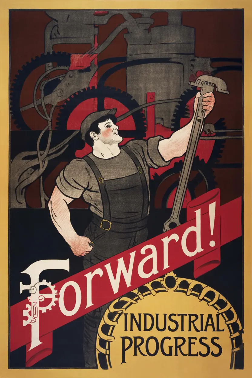 Industrial progress Art Nouveau poster