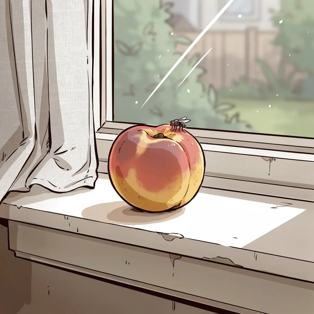 The peach reimagined as a bold cartoon (image_weight 10)