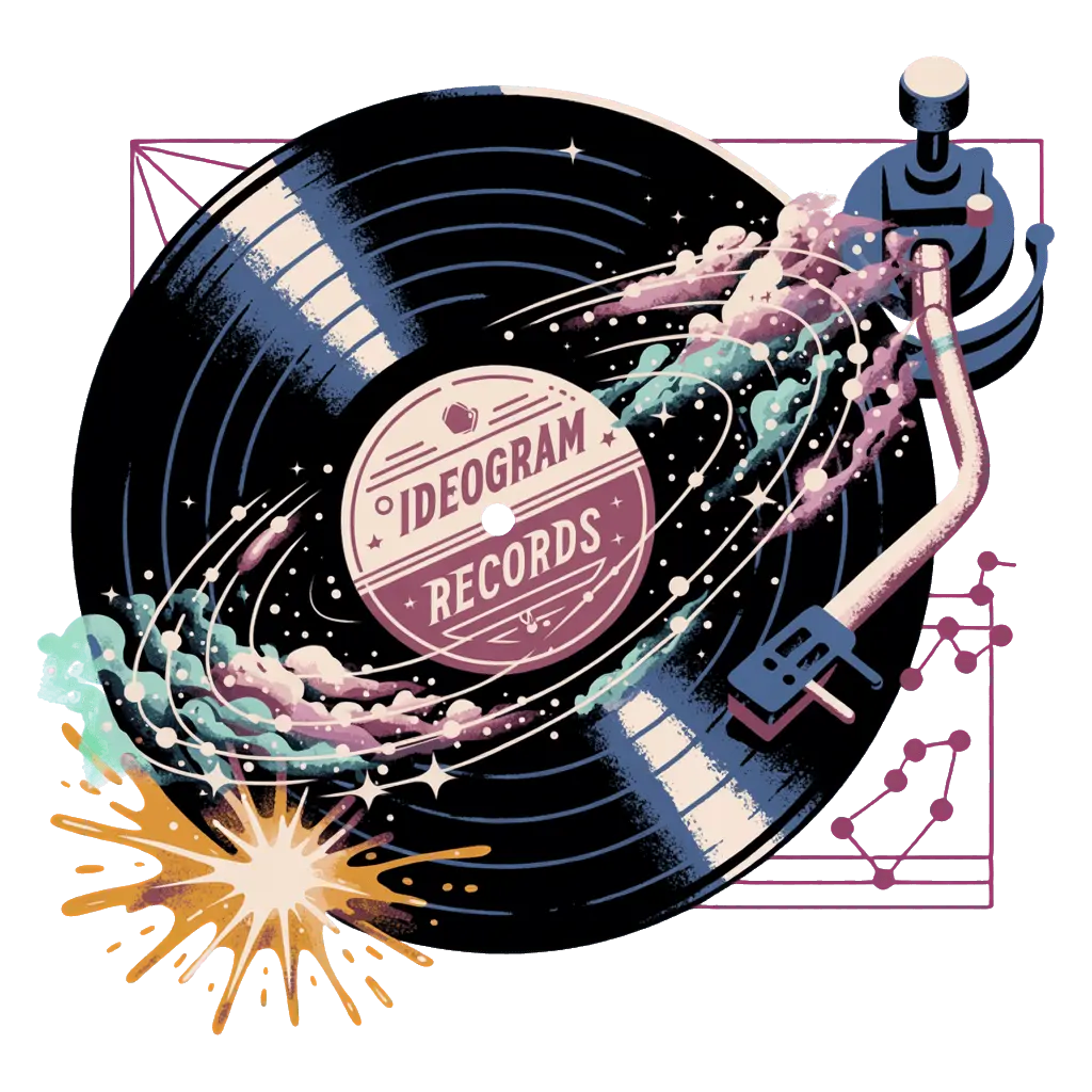 Vinyl record morphing into cosmic galaxy