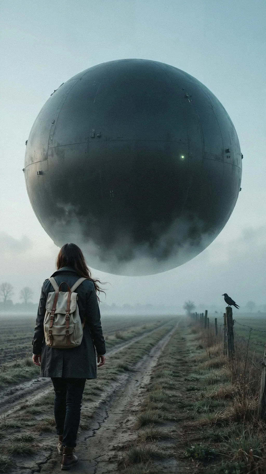 A person approaching a mysterious floating sphere