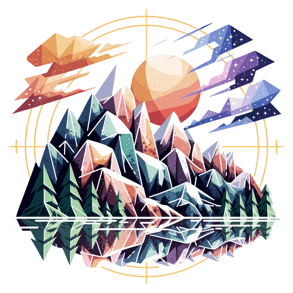 Low-poly geometric mountain landscape