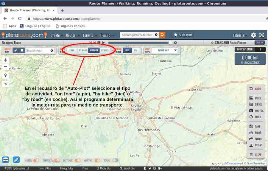 Pagina principal que muestra como planear una ruta de senderismo o en bici
