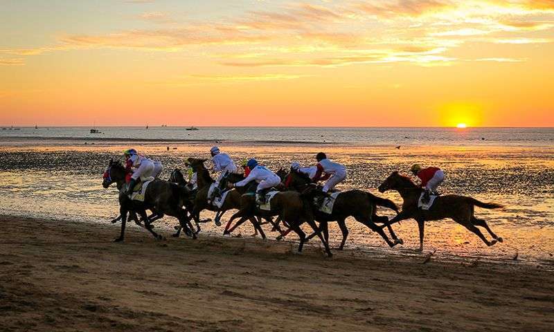 Carreras de caballos en la Playa de Sanlucar de Barrameda