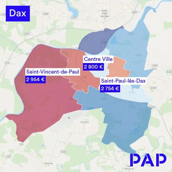 Investir à Dax Carte pap quartier Dax