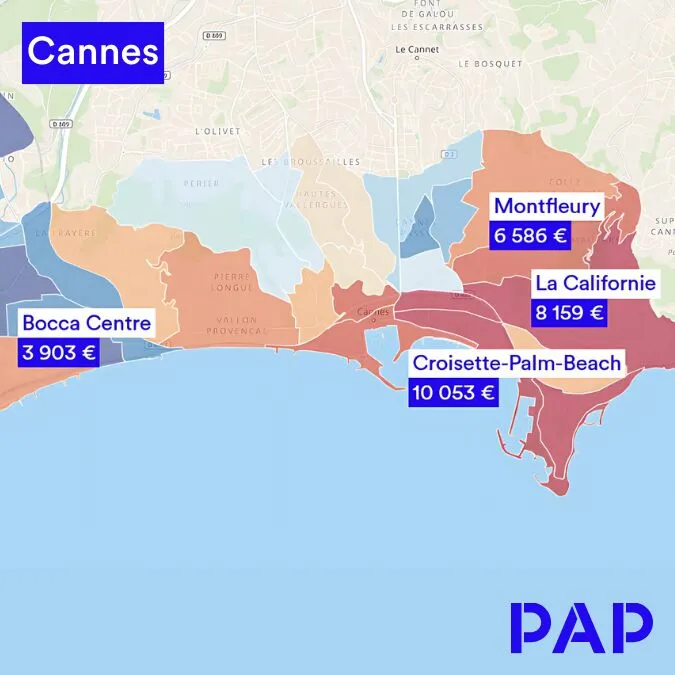 carte pap quartier Cannes 
