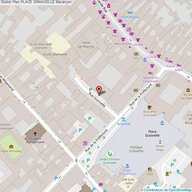 Carte place Granvelle Besançon 