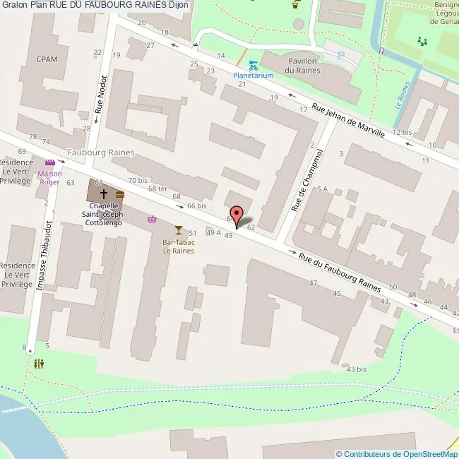 Carte rue du Faubourg Raines