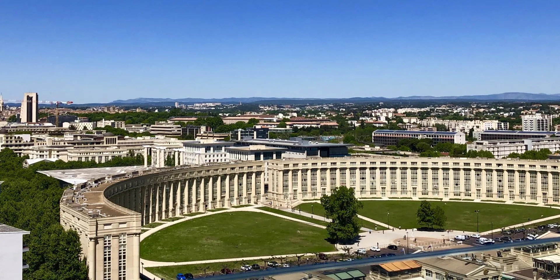 Investir dans le quartier Antigone à Montpellier Vue aérienne quartier Antigone Montpellier