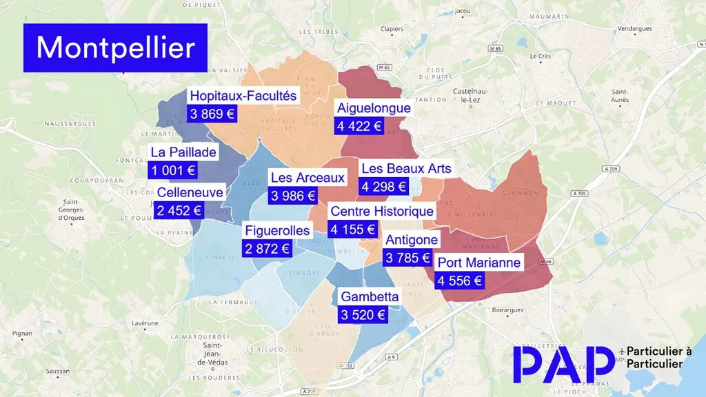 Investissement locatif à Montpellier : où et pourquoi investir ? Carte quartier de Montpellier