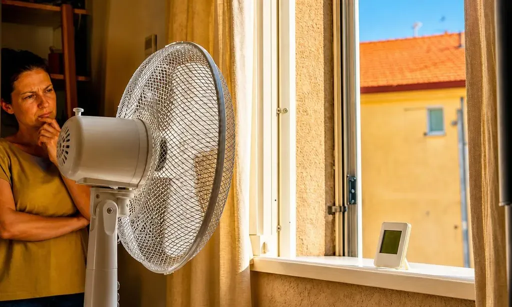 Appartement anti-canicule : un bien peut-il se vendre 12 à 20 % plus cher ? Dame qui regarde son thermomètre et son ventilateur