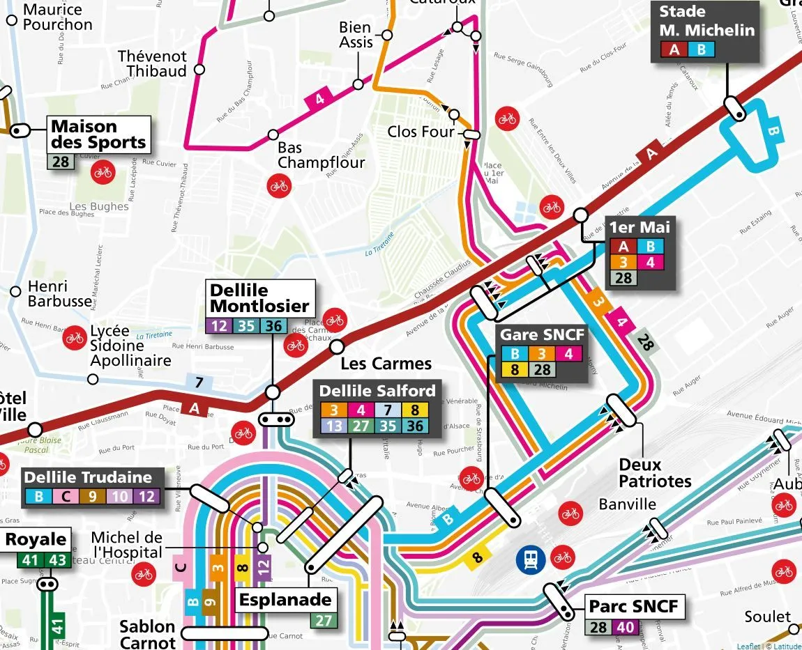 Carte des transports en commun Clermont Ferrand 
