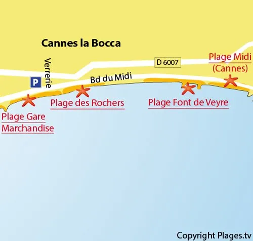 Carte plage de la Bocca 