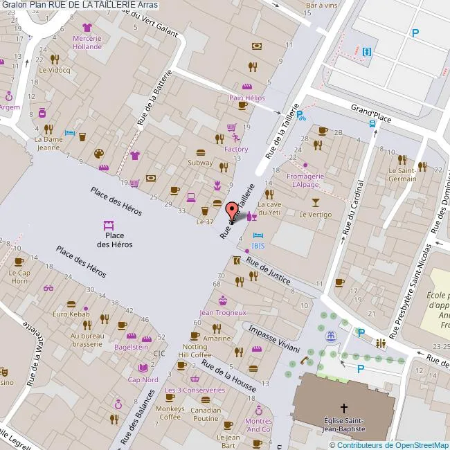 Carte Rue de la taillerie Arras 