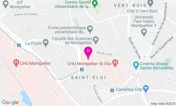 Carte CHU Montpellier 