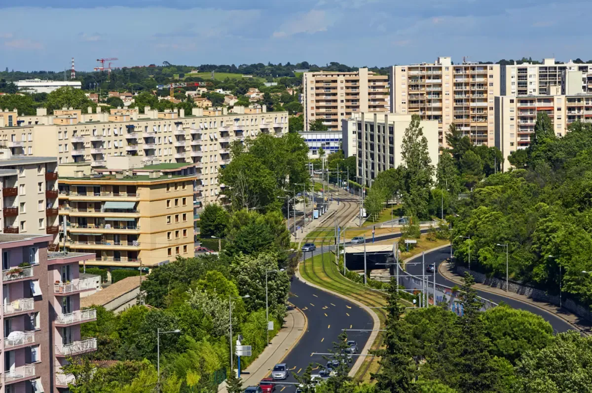 Investir dans le quartier Mosson à Montpellier Vue aérienne du quartier Mosson Montpellier