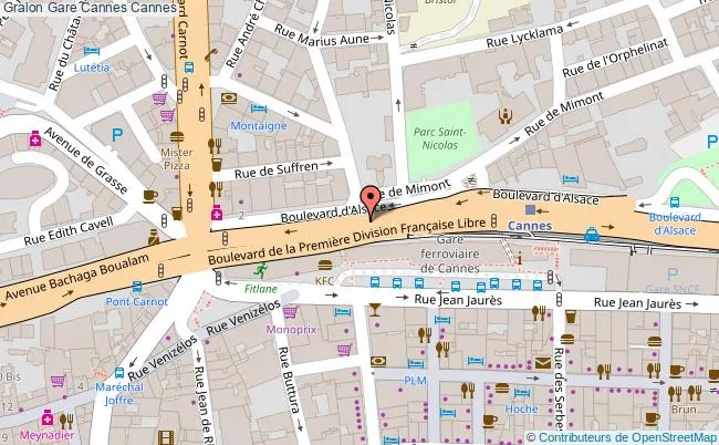 Carte gare de Cannes 