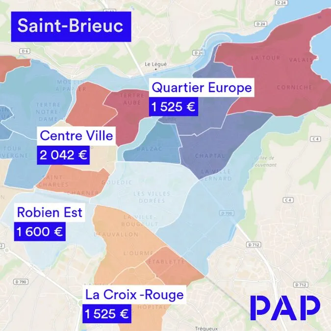 Investir à Saint-Brieuc Carte quartier Saint Brieuc