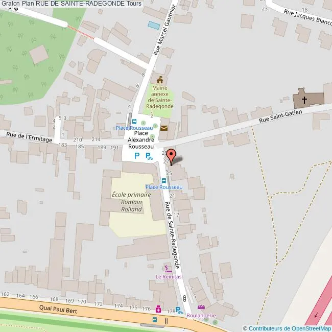 Investir dans le quartier Sainte-Radegonde à Tours Carte place de l'église Sainte Radegonde Tours