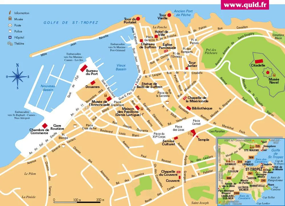 Carte quartier de Saint Tropez 