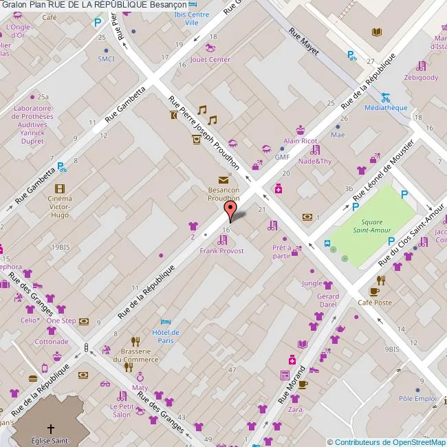 Carte Rue de la République Besançon 