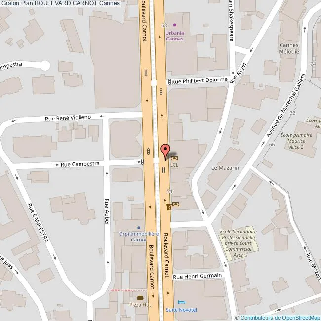 Carte boulevard Carnot Cannes 