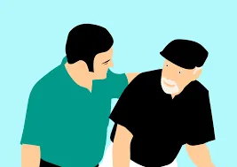 Personne jeune aidant une personne âgée 