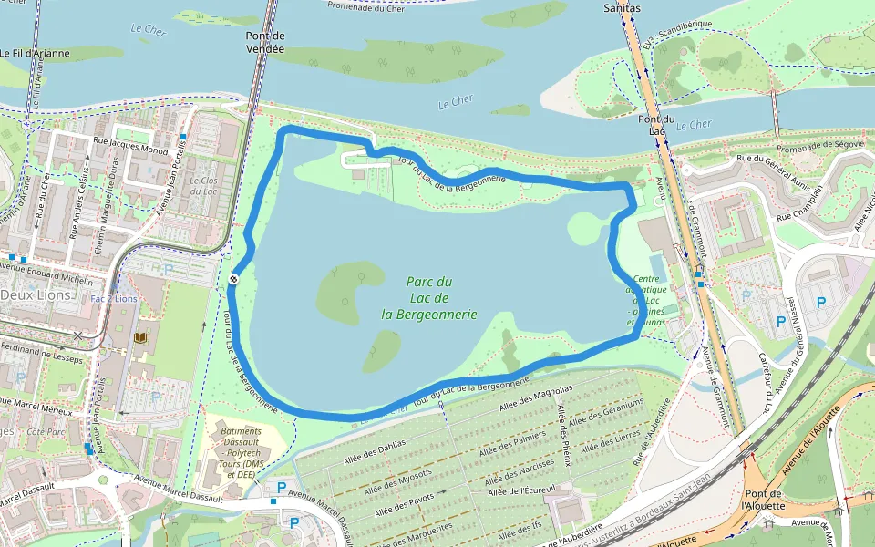 Investir dans le quartier des Deux-Lions à Tours Carte Lac de la Bergeonnerie Tours