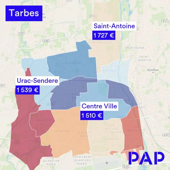 Investir à Tarbes Carte quartiers Tarbes